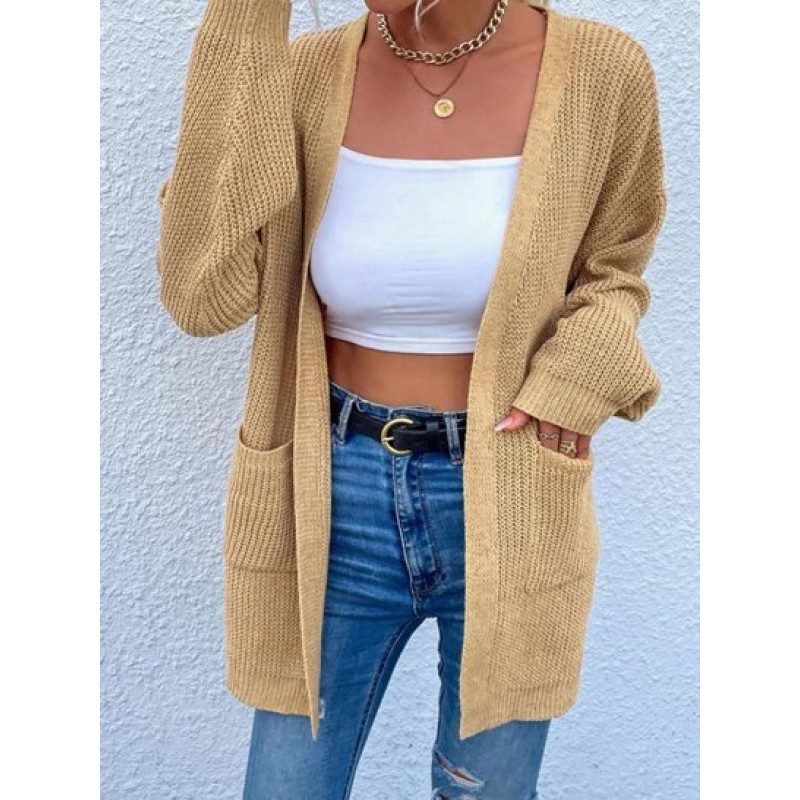 Dual Pocket Open Front Tunic Cardigan