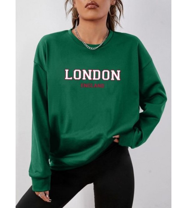 London Print Pullover Sweatshirt