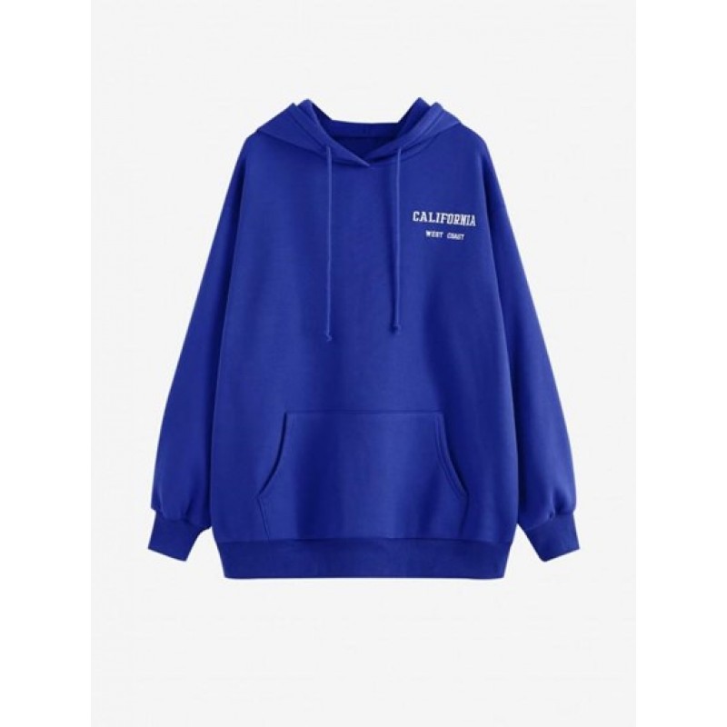 Kangaroo Pocket Letter Print Oversized Hoodie