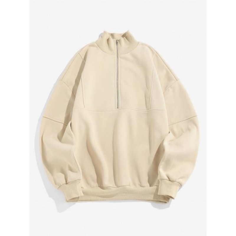 High Neck Half Zipper Pullover Sweatshirt