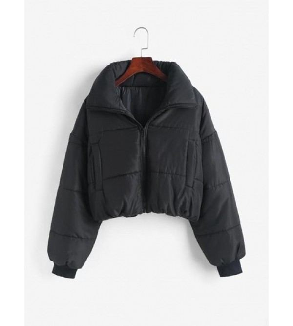 Zip Up Pockets Padded Coat