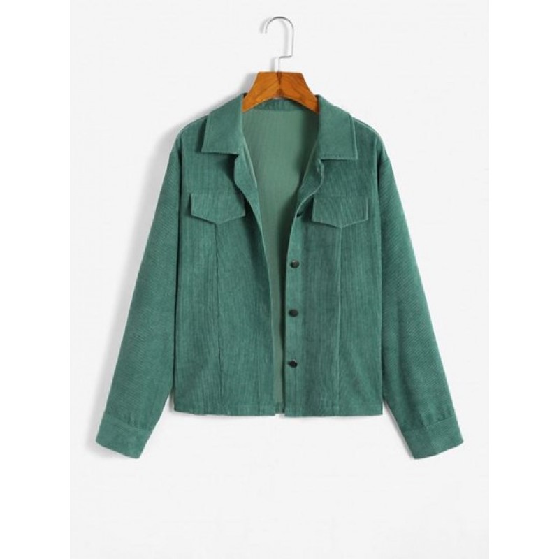 Flap Detail Corduroy Shacket