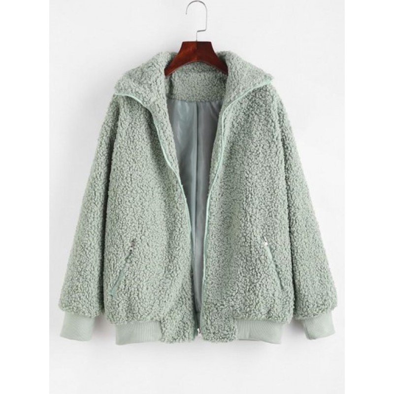 Zippered Pocket Borg Teddy Jacket