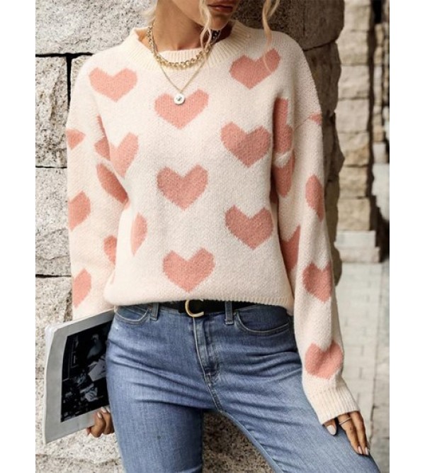 Heart Graphic Crew Neck Sweater