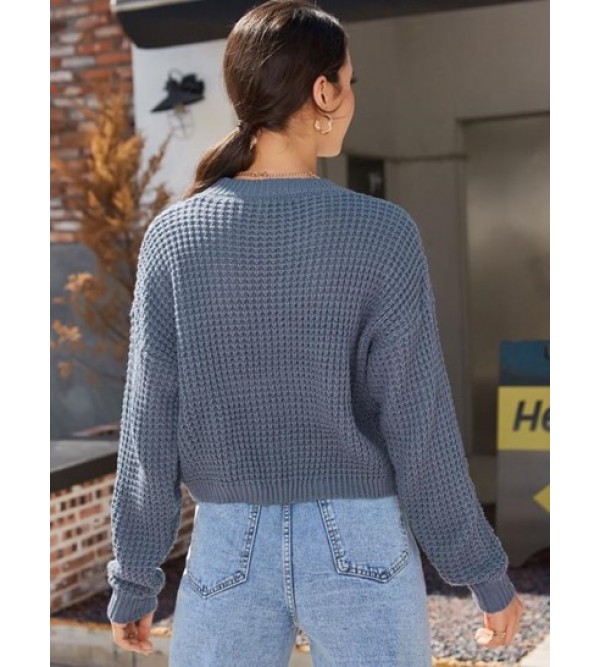 Plain Drop Shoulder Crew Neck Sweater