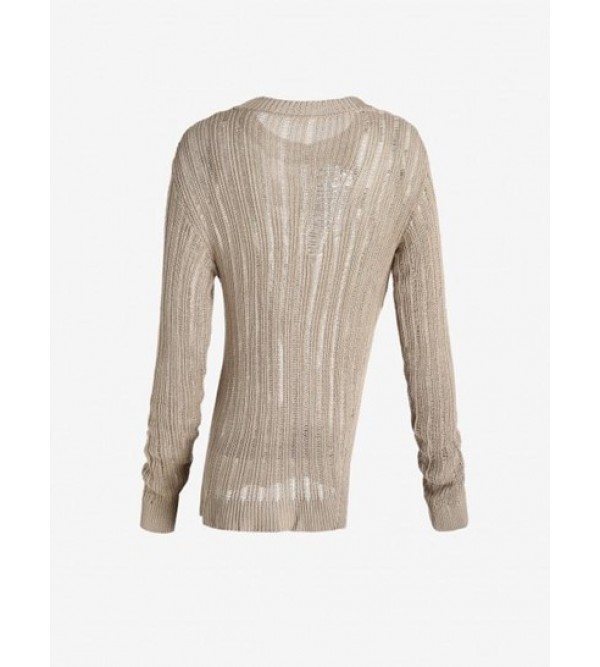 Semi Sheer Notched Side Sweater