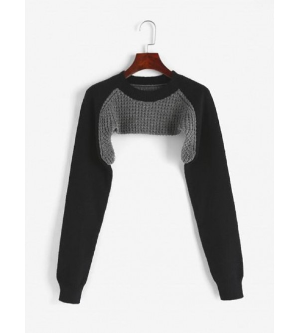 Crewneck Two Tone Bolero Sweater