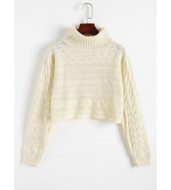 Roll Neck Cable Knit Cropped Sweater