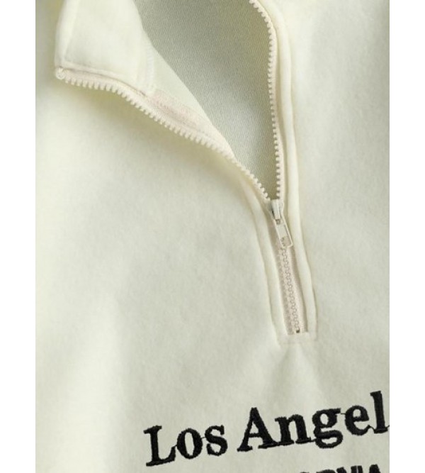 Quarter Zip Los Angeles CALIFORNIA Embroidered Sweatshirt