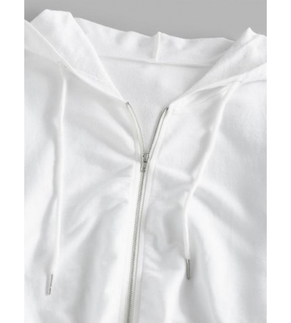 Drop Shoulder Zip Up Hoodie