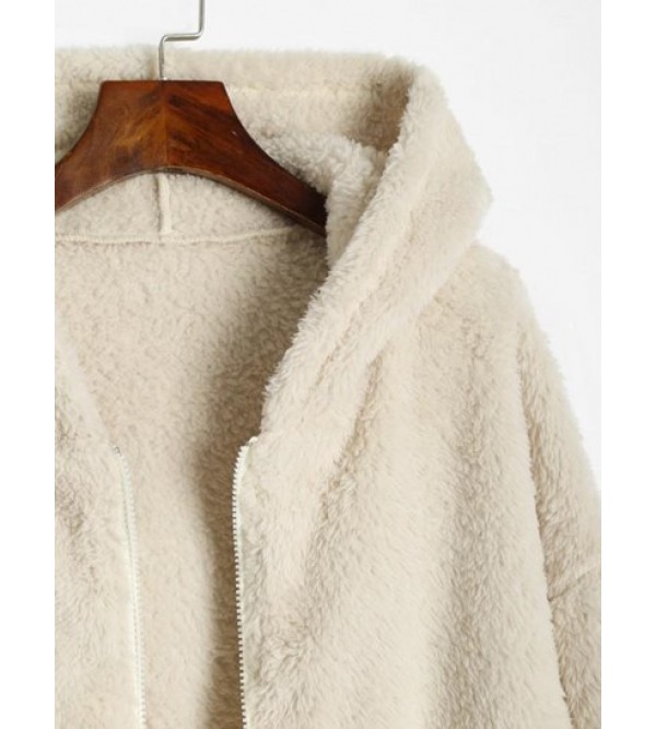 Hooded Fluffy Faux Shearling Jacket