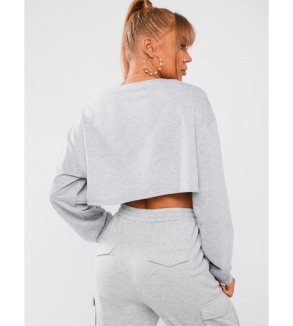 Drop Shoulder Extreme Crop Sweatshirt With Camisole